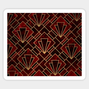 Red Ruby and Gold Art Deco Pattern Sticker